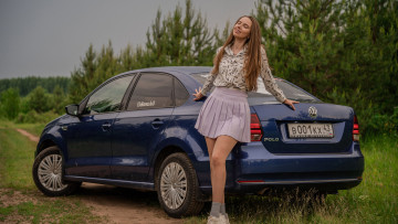 обоя автомобили, -авто с девушками, volkswagen, polo