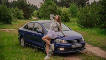 обоя автомобили, -авто с девушками, volkswagen, polo