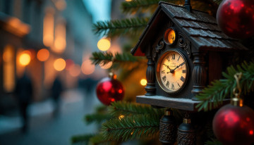 обоя праздничные, - разное , новый год, часы