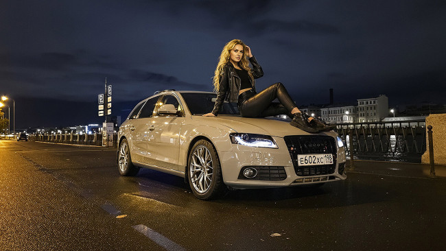 Обои картинки фото автомобили, -авто с девушками, audi, a4