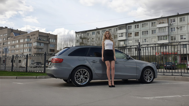 Обои картинки фото автомобили, -авто с девушками, audi, a4
