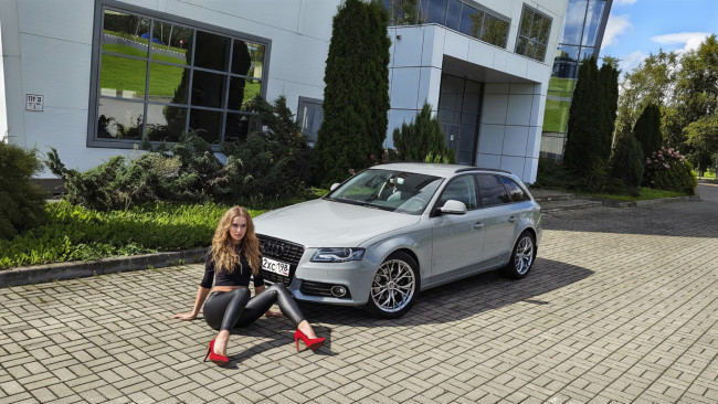 Обои картинки фото автомобили, -авто с девушками, audi, a4