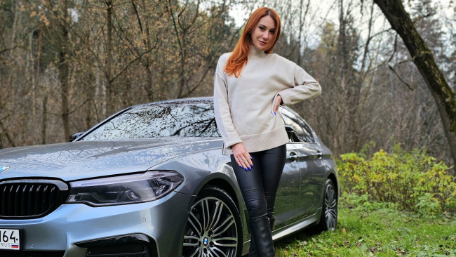 Обои картинки фото автомобили, -авто с девушками, bmw, 5, series