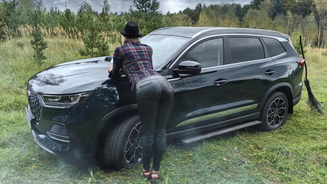 Обои картинки фото автомобили, -авто с девушками, chery, tiggo, 8, pro, max