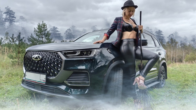 Обои картинки фото автомобили, -авто с девушками, chery, tiggo, 8, pro, max