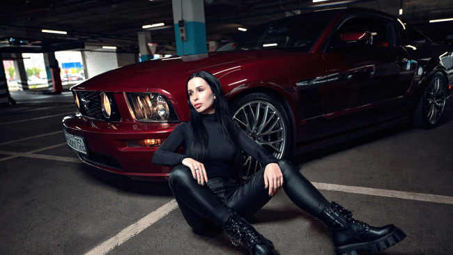 Обои картинки фото автомобили, -авто с девушками, mustang