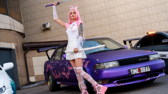 Обои картинки фото автомобили, -авто с девушками, toyota, corona