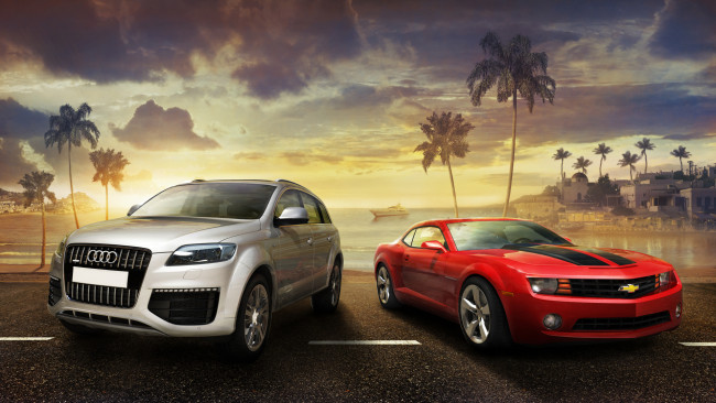 Обои картинки фото test, drive, unlimited, видео, игры, audi, chevrolet