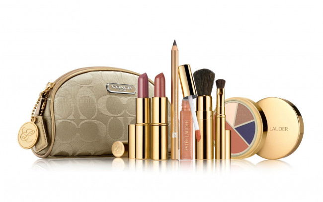 Обои картинки фото estee, lauder, бренды, помада, карандаш, косметика, кисточка, блеск