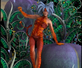 Картинка 3д+графика существа+ creatures девушка растение фон взгляд