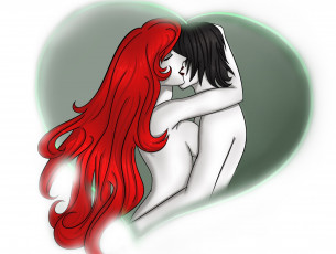 Картинка рисованное люди поцелуй мальчик рыжая фон взгляд девочка