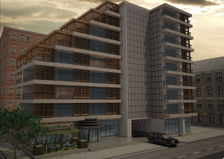 Картинка 3д+графика архитектура+ architecture дом автомобиль небо