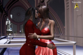 Картинка 3д+графика люди+ people девушки фон поцелуй