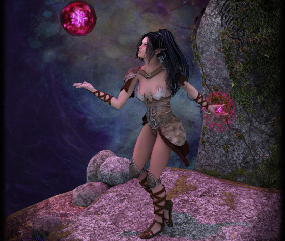 Обои картинки фото 3д графика, эльфы , elves, магия, фон, взгляд, эльфийка