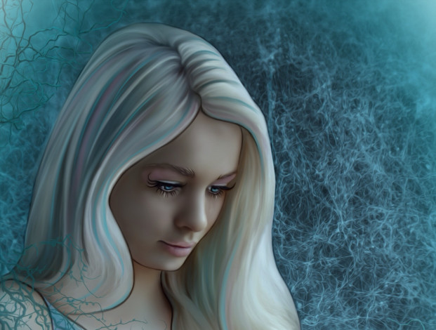 Обои картинки фото рисованное, люди, девушка, фон, взгляд