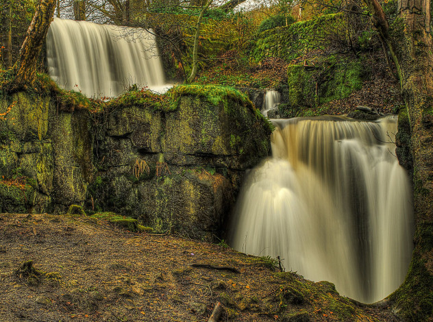 Обои картинки фото природа, водопады, река, лес, водопад