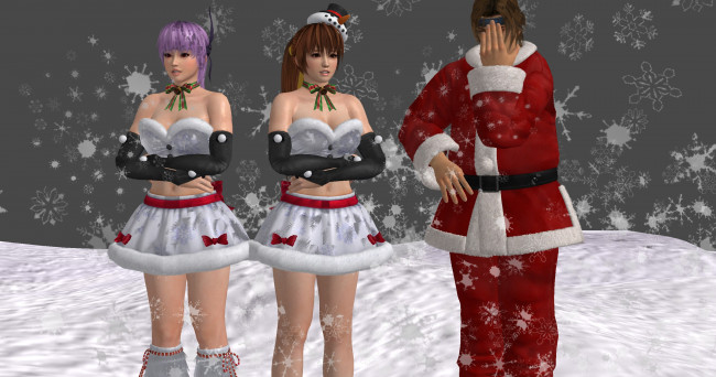 Обои картинки фото 3д графика, аниме , anime, взгляд, снег, мужчина, фон, девушки