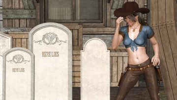 Картинка 3д+графика люди+ people фон взгляд девушка оружие