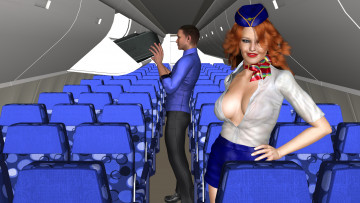 Картинка 3д+графика люди+ people фон взгляд девушка салон мужчина улыбка