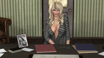 Картинка 3д+графика люди+ people офис улыбка взгляд фон девушка