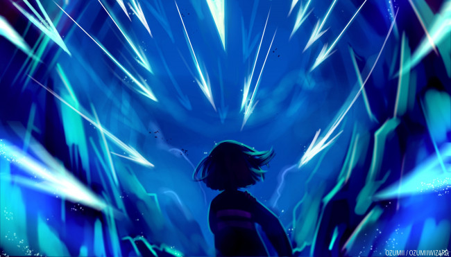 Обои картинки фото аниме, unknown,  другое, undertale, девочка, силуэт, frisk