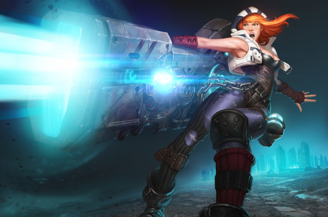 Обои картинки фото фэнтези, девушки, арт, девушка, рыжая, взгляд, фантастика, костюм, оружие