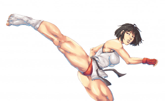 Обои картинки фото рисованное, комиксы, удар, взгляд, фон, девушка