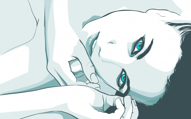 Обои картинки фото рисованное, люди, фон, взгляд, девушка