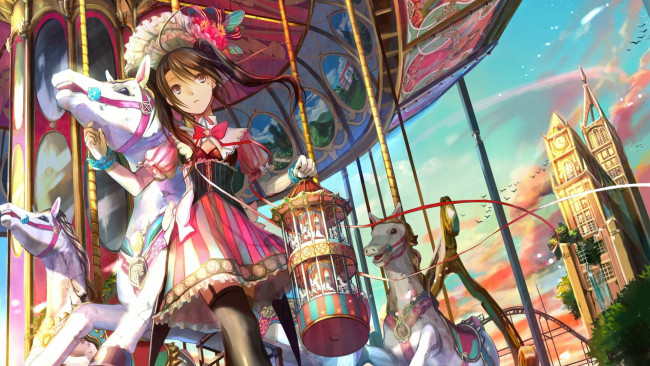 Обои картинки фото аниме, город,  улицы,  интерьер,  здания, девушка