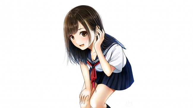 Обои картинки фото аниме, unknown,  другое , фон, девушка, взгляд