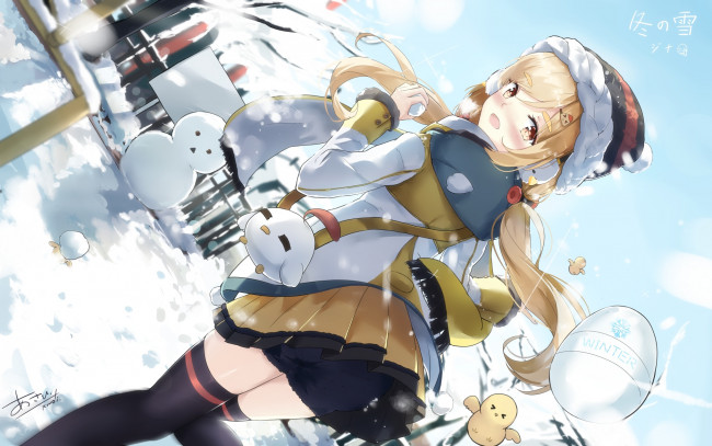 Обои картинки фото аниме, зима,  новый год,  рождество, kyod