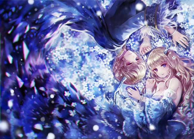 Обои картинки фото аниме, животные,  существа, двое