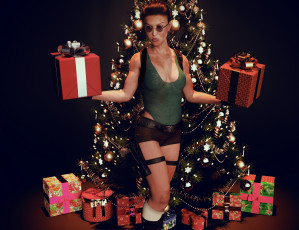 Картинка 3д+графика праздники+ holidays снегурочка фон взгляд девушка