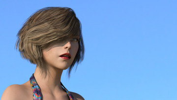 Картинка 3д+графика портрет+ portraits фон взгляд девушка