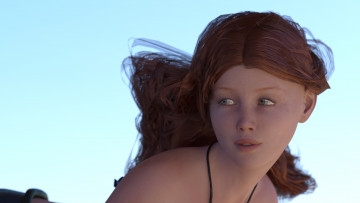 Картинка 3д+графика портрет+ portraits фон взгляд девушка