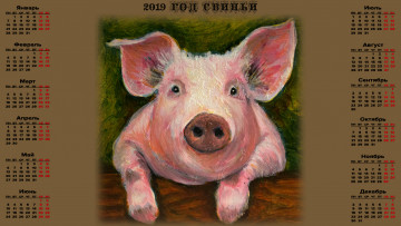 Картинка календари праздники +салюты свинья поросенок