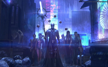 обоя видео игры, ~~~другое~~~, существа, толпа, посох, пакеты, город, улица