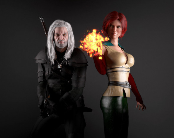 Обои картинки фото 3д графика, фантазия , fantasy, фон, взгляд, девушка