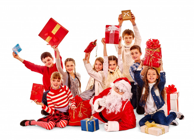 Обои картинки фото праздничные, дед мороз,  санта клаус, дети, дед, мороз