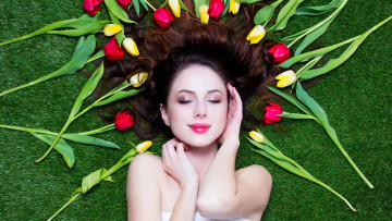 Картинка девушки -+лица +портреты тюльпаны