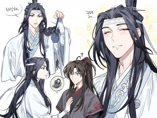 Обои картинки фото аниме, mo dao zu shi, лань, ванцзи, вэй, усянь, мешочек