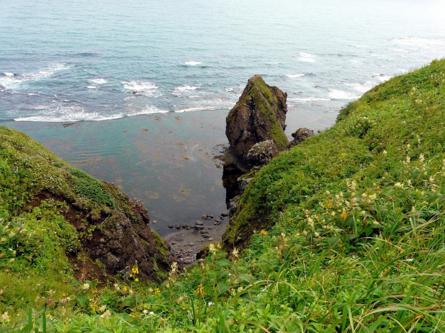 Обои картинки фото бухта тихая сахалин, природа, побережье, бухта, тихая, сахалин, россия, море, скалы