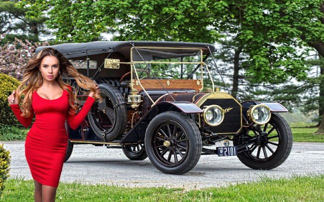 Обои картинки фото автомобили, -авто с девушками, старинный, автомобиль