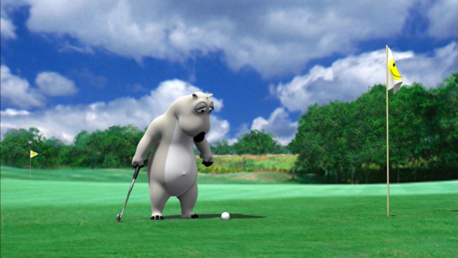 Обои картинки фото бернард, мультфильмы, bernard, медведь, мишка, медвежонок, гольф