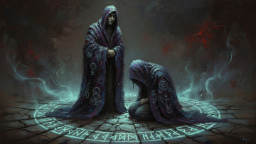 обоя фэнтези, маги,  волшебники, ритуал, колдовство