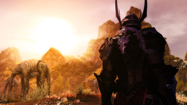 Обои картинки фото видео игры, aion,  the tower of eternity, рыцарь, животные, горы