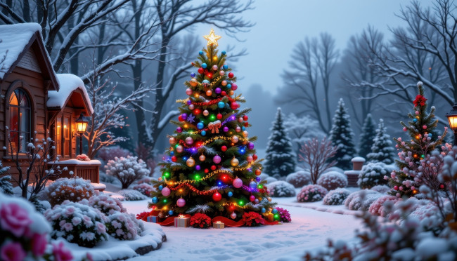 Обои картинки фото автор wp stl, 3д графика, праздники , holidays, зима, снег, елка, украшения