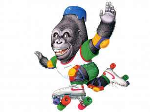 обоя рисованные, животные, обезьяны