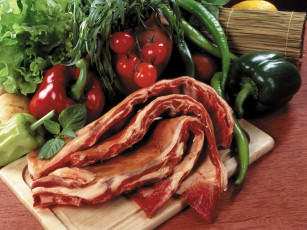 Картинка еда мясные блюда томаты помидоры зелень