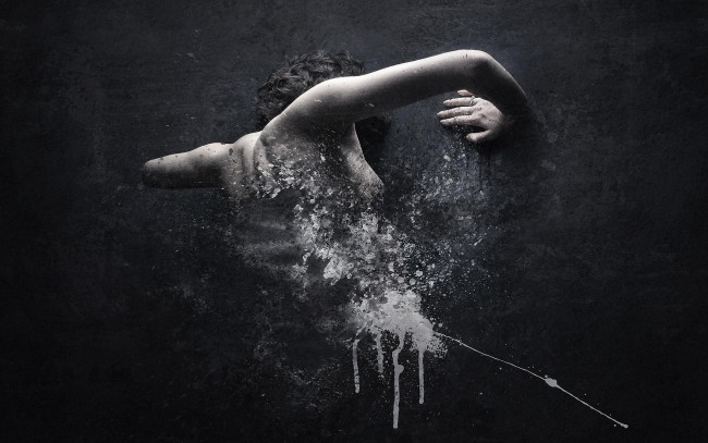 Обои картинки фото разное, компьютерный, дизайн, тёмный, девушка, брызги, фон